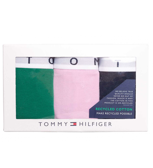 TOMMY HILFIGER DÁMSKÁ TANGA 3P THONG ZELENÉ/RŮŽOVÉ/ČERNÉ UW0UW02521 0V3
