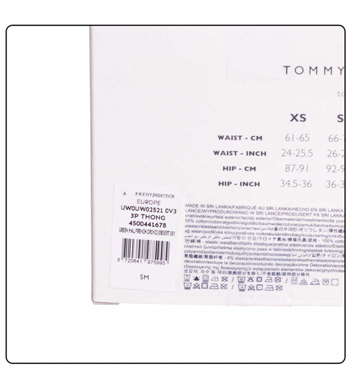 TOMMY HILFIGER DÁMSKÁ TANGA 3P THONG ZELENÉ/RŮŽOVÉ/ČERNÉ UW0UW02521 0V3