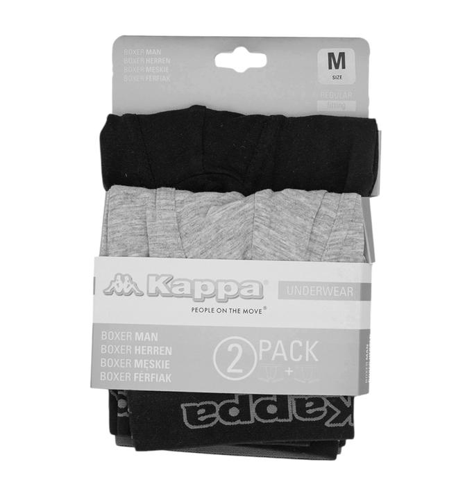 Kappa bokserki męskie 2 pak czarny/szary melanż 710947 15-4101M XXL